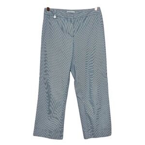 David Brooks Women's 8 Pants Blue White Stripe Capri Wide Leg Cropped Cuffed